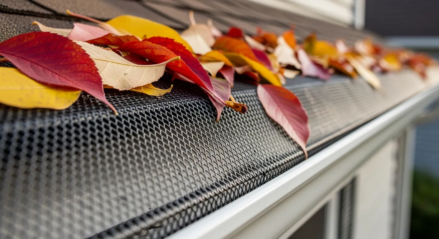 Micro-mesh gutter guard installed on a Minnesota home preventing leaf and pine needle buildup