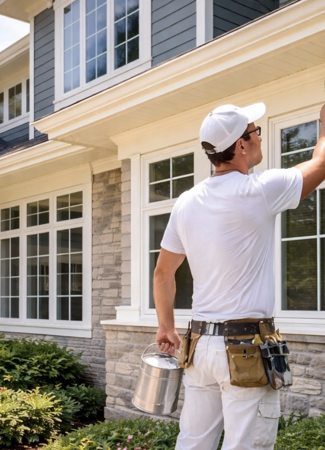 Weatherguard Construction professional inspecting window installation quality on residential home exterior