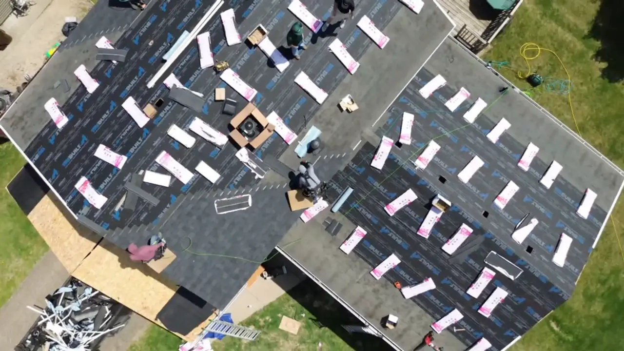 drone roof flyover poster