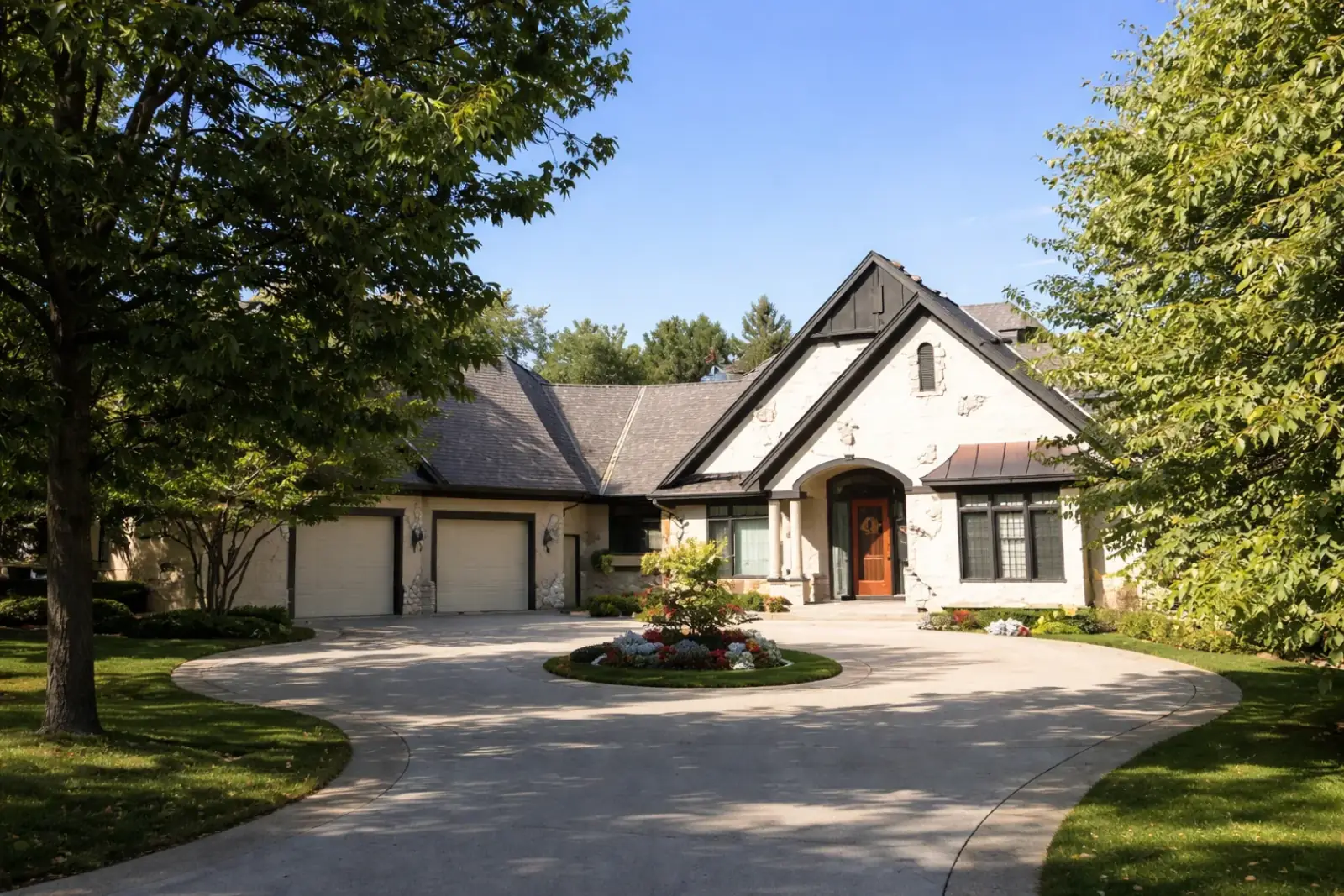 Luxury Tudor Home Circular Driveway