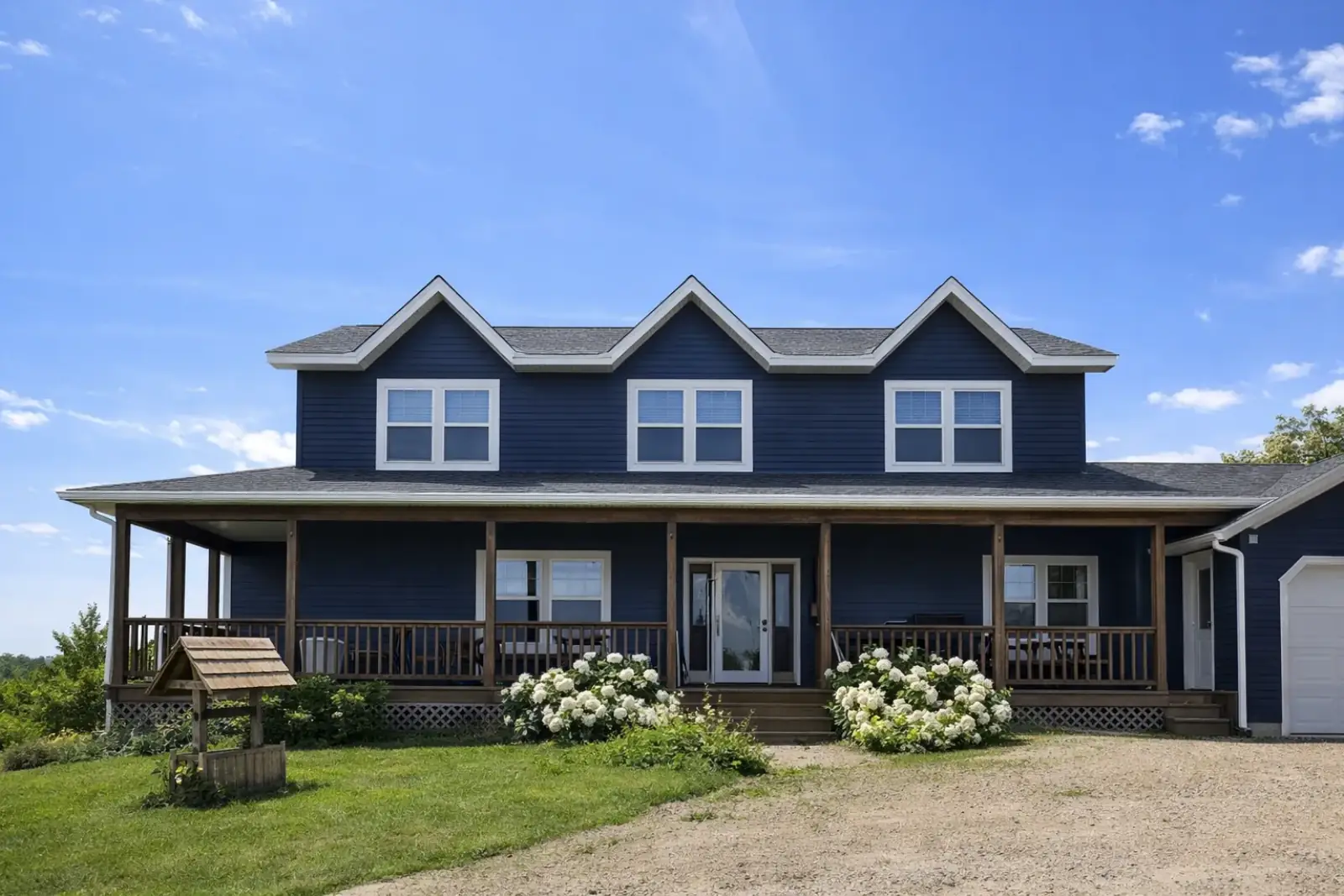 Navy Blue Lp Smartside Siding Home Wraparound Porch