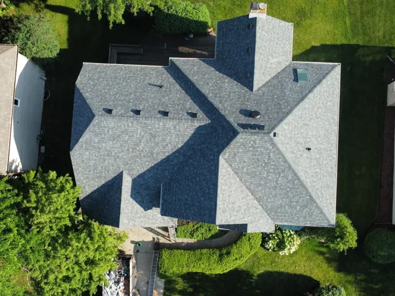 Overhead shot grey shingles
